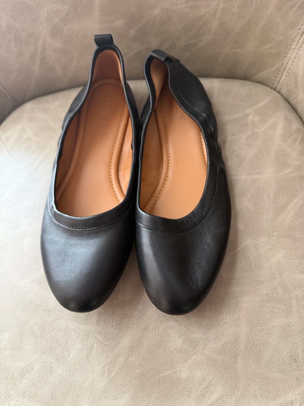 J. Crew Lizzie Black Leather Ballet Flats
